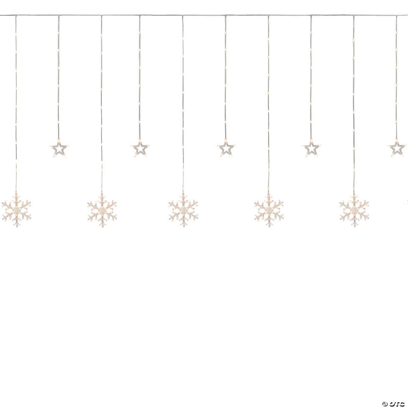 Northlight 250 Clear LED Star and Snowflake Window Curtain Christmas Lights - 15ft Clear Wire Image
