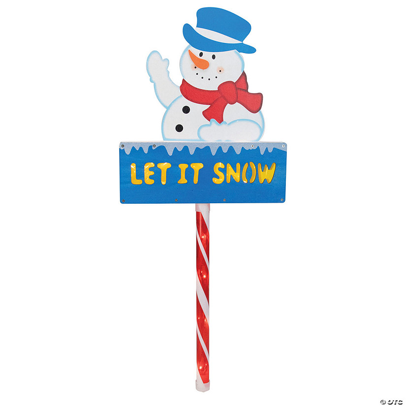 Northlight - 28.5" Pre-Lit Snowman 'LET IT SNOW' Christmas Lawn Stake - Clear Lights Image