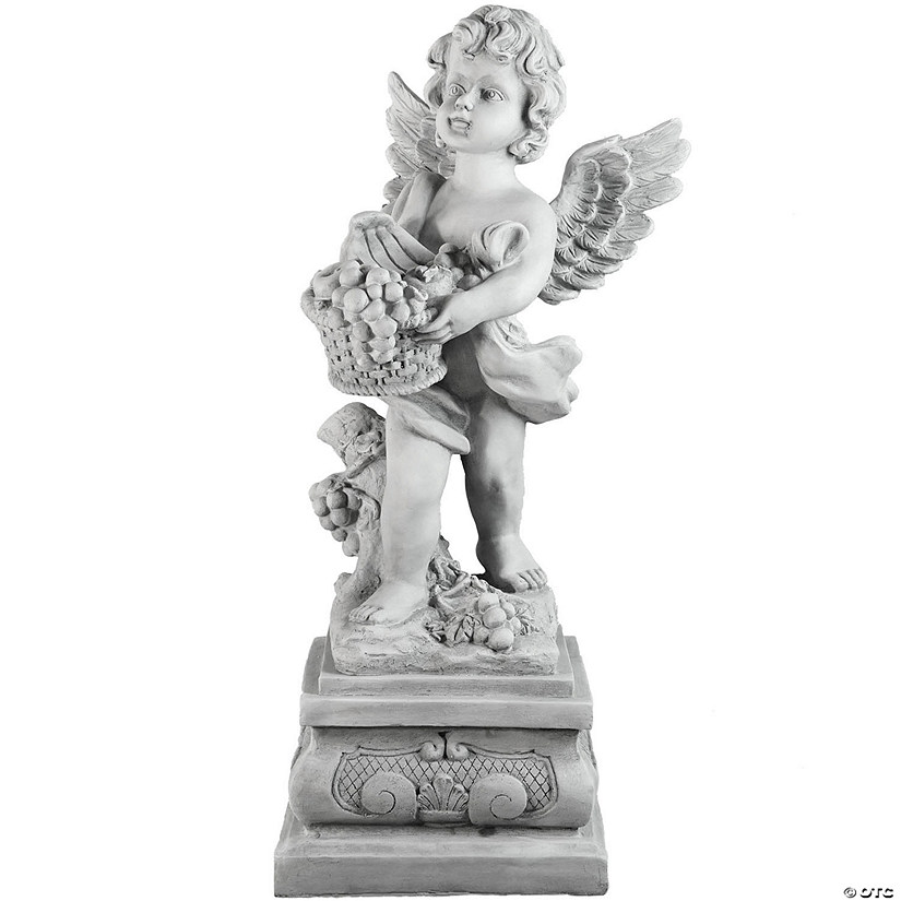 Northlight 28.75" Cherub Angel Standing on Pedestal Outdoor Garden Statue Image