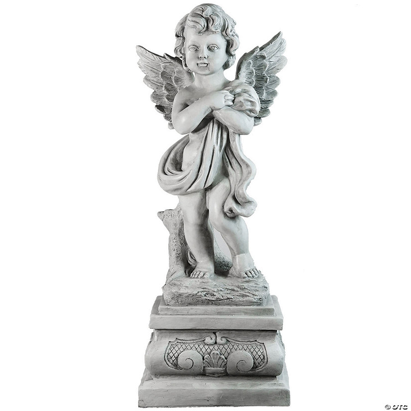 Northlight 28.75" Standing Cherub Angel on Pedestal Outdoor Garden Statue Image