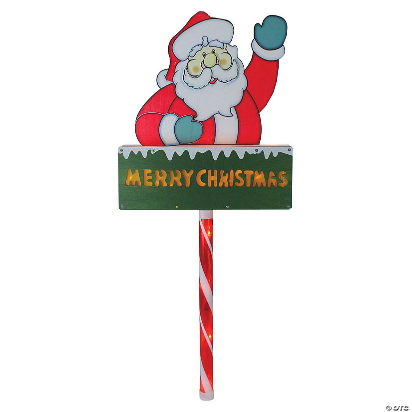 Northlight - 28" Lighted Santa Claus 'Merry Christmas' Lawn Stake - Clear Lights Image