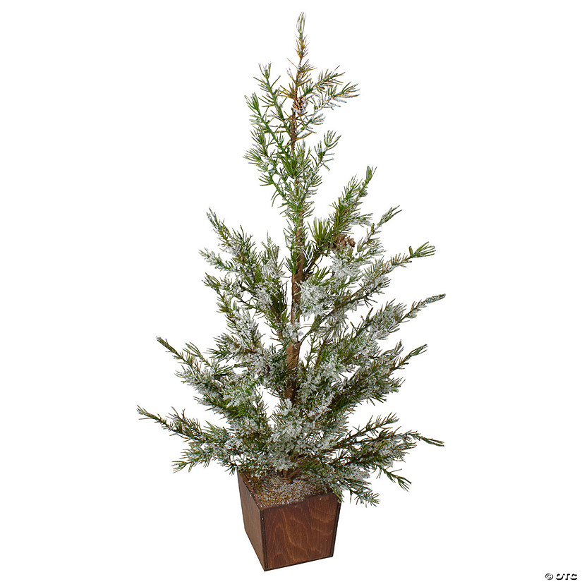 Northlight 28" Potted Frosted Pine Artificial Christmas Tree - Unlit Image