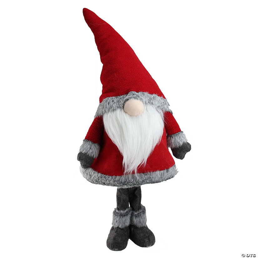 Northlight 28" Red Standing Christmas Santa Claus Gnome with Gray Faux Fur Trim Image