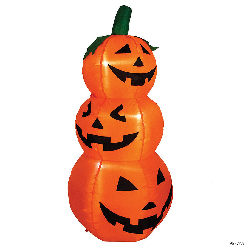Northlight 3.5' Inflatable Lighted Pumpkin Trio Halloween Outdoor Yard Art Image