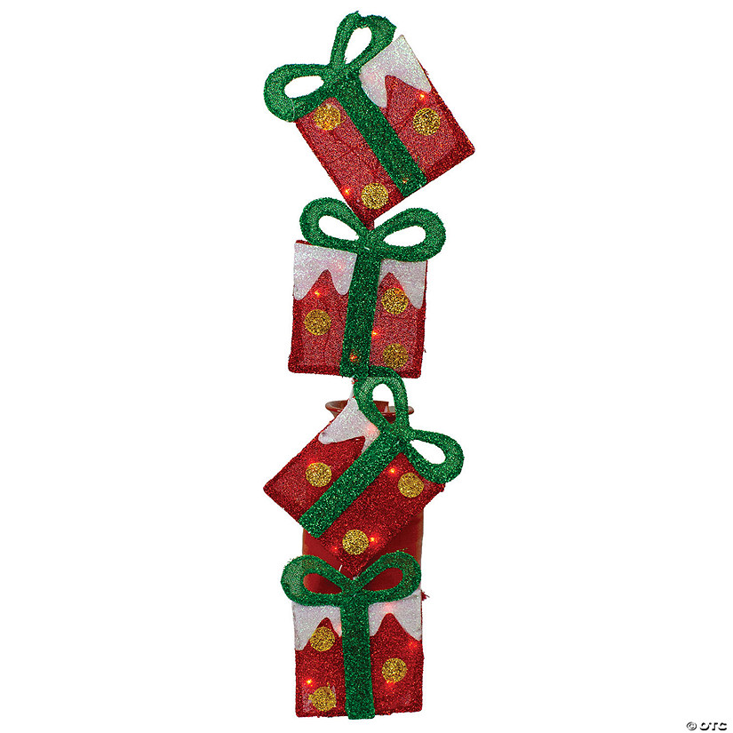 Northlight - 3.5' Pre-Lit Stacked Gift Boxes Outdoor Christmas Decor Image