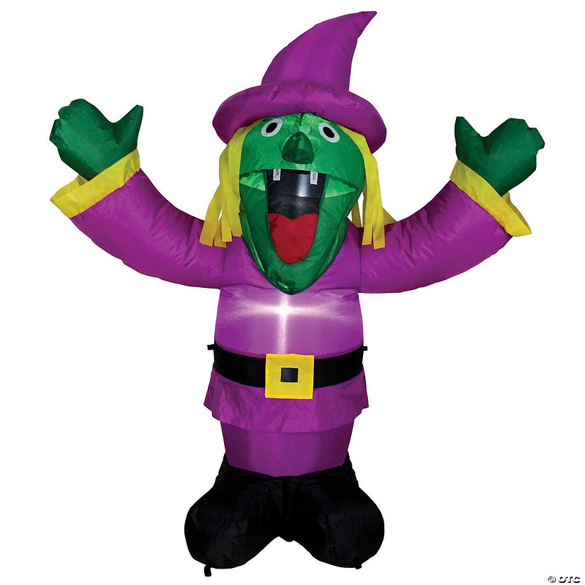 Northlight 3.5' Purple Inflatable Lighted Witch Halloween Outdoor Decoration Image