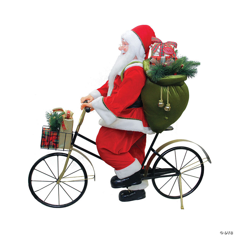 Northlight - 3.5' Santa Claus Riding a Bicycle Christmas Decoration Image