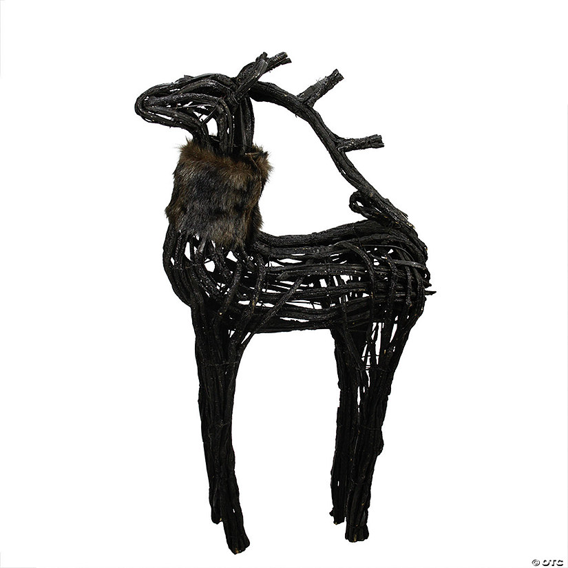 Northlight - 3' Black Glitter Wicker Standing Reindeer Christmas Decoration Image