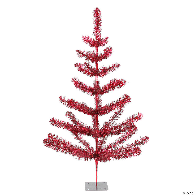 Northlight 3' Medium Red Tinsel Twig Artificial Christmas Tree - Unlit Image