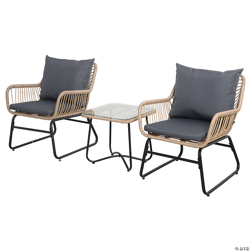 Northlight 3-Piece Santa Cruz Rattan Outdoor Patio Chat Set with Cushions Image