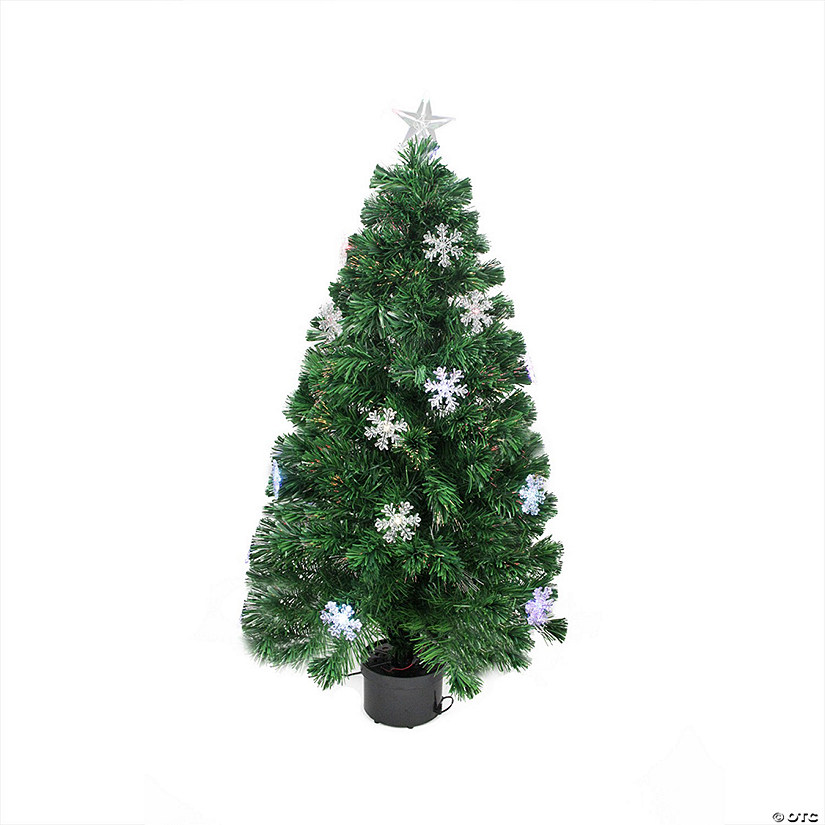 Northlight 3' Pre-Lit Color Changing Fiber Optic Artificial Christmas Tree with Snowflakes - Multi Color Lights Image