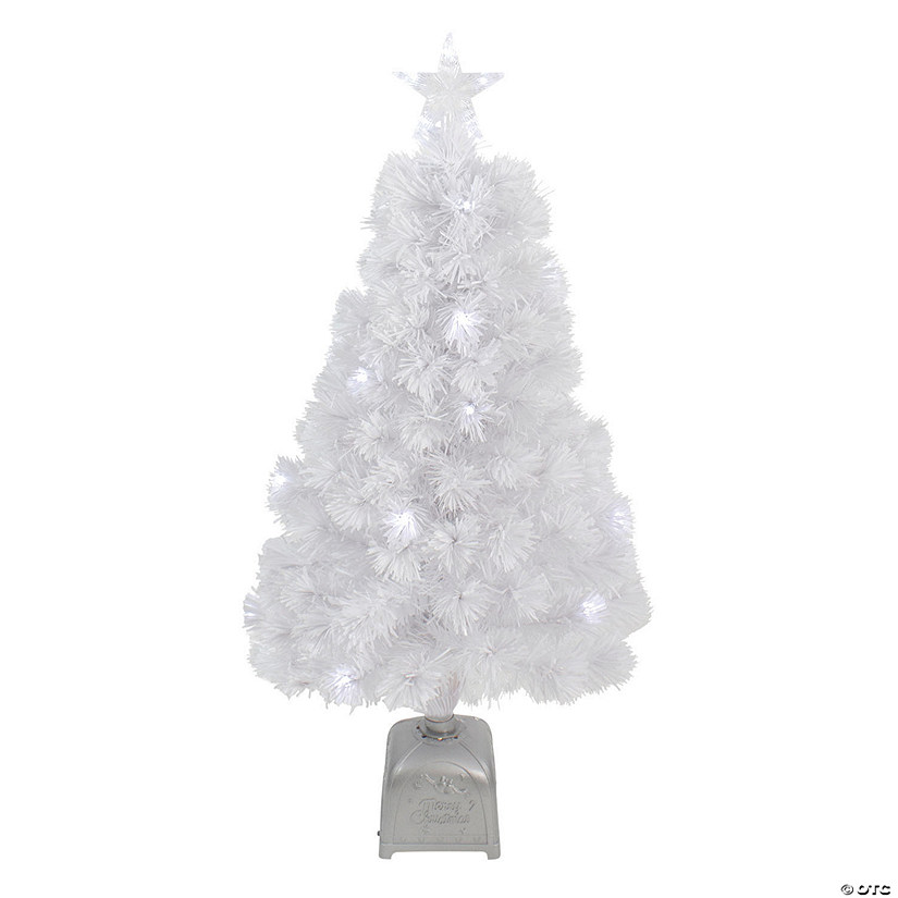 Northlight 3' Pre-Lit LED Color Changing White Fiber Optic Artificial Christmas Tree Image