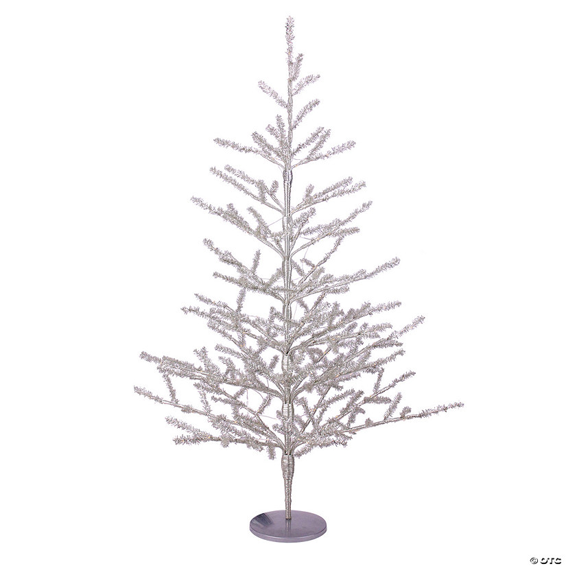 Northlight 3' Pre-Lit LED Silver Tinsel Twig Artificial Christmas Tree - Clear Lights Image
