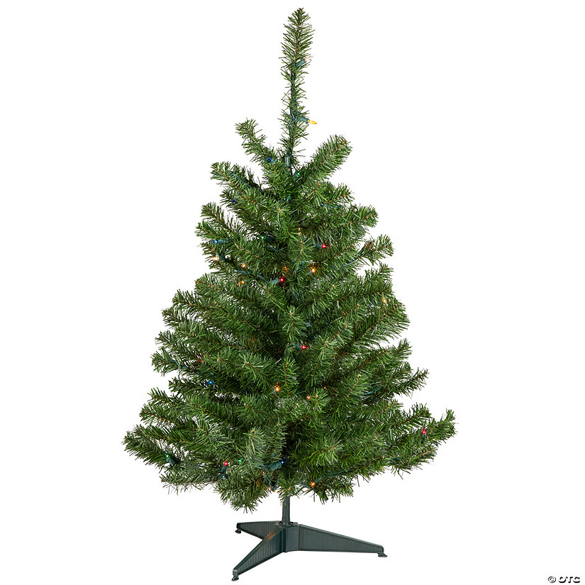 Northlight 3' Pre-Lit Medium Canadian Pine Artificial Christmas Tree  Multicolor Lights Image