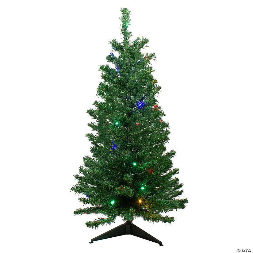 Northlight 3' Pre-Lit Medium Mixed Classic Pine Artificial Christmas Tree - Multicolor LED Lights Image