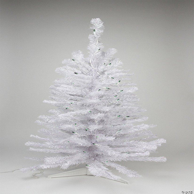 Northlight 3' Pre-Lit Medium White Pine Artificial Christmas Tree - Green Lights Image