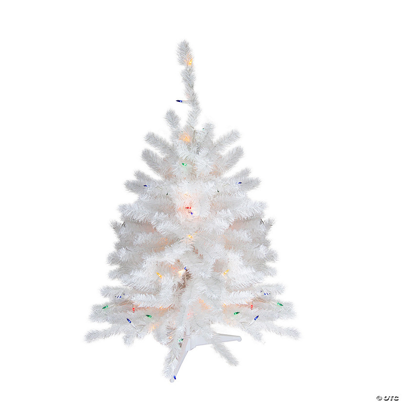Northlight 3' Pre-Lit Snow White Artificial Christmas Tree  Multi Lights Image