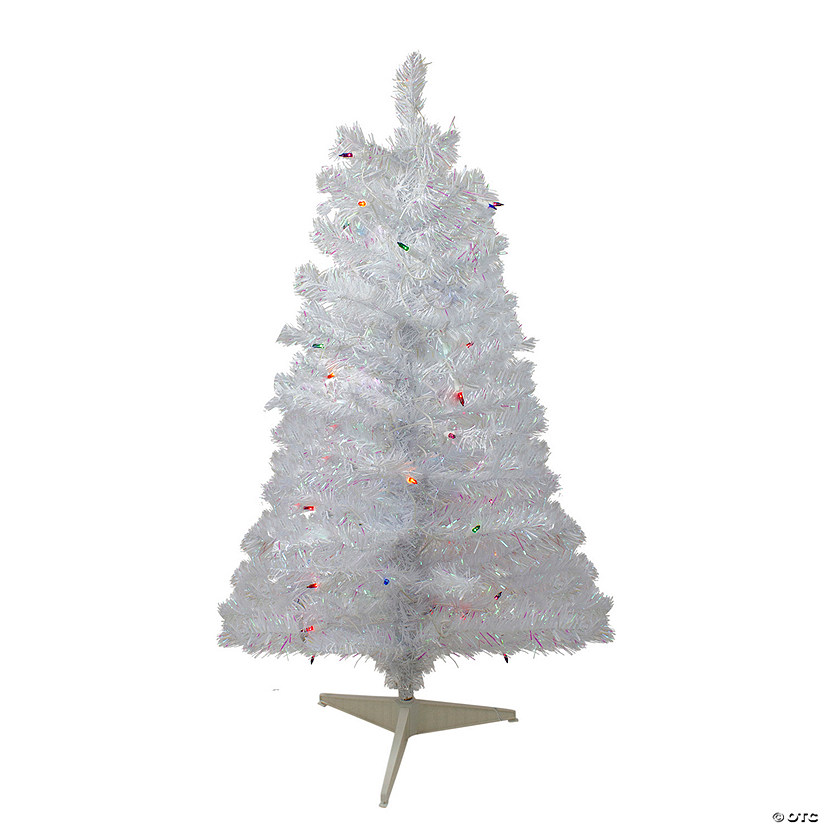 Northlight 3' Pre-lit White Iridescent Pine Artificial Christmas Tree - Multi Lights Image