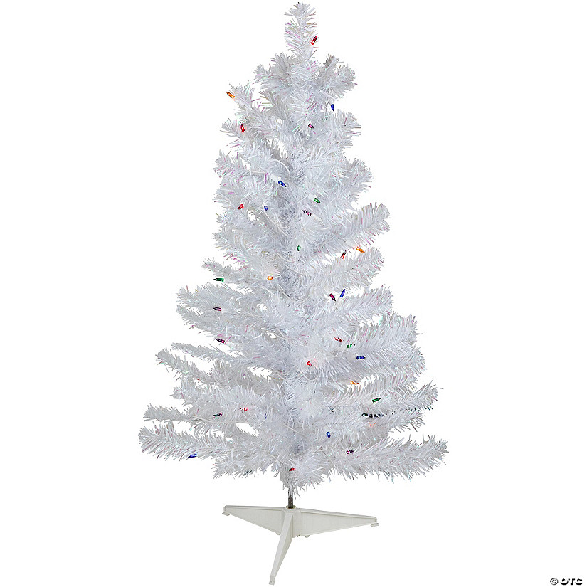 Northlight 3' Pre-lit White Iridescent Pine Artificial Christmas Tree - Multi Lights Image