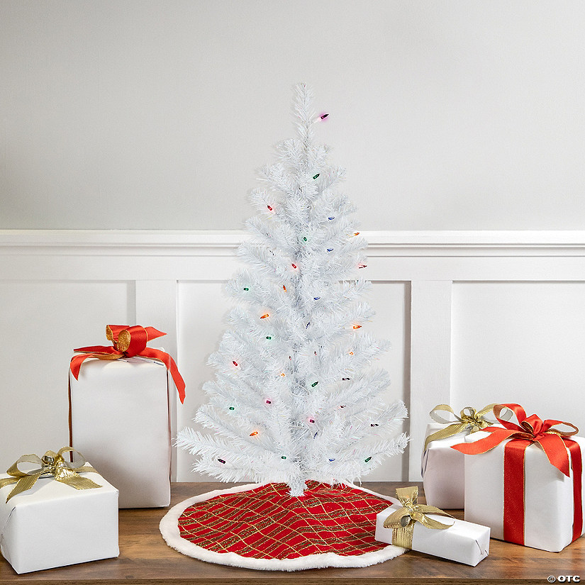 Northlight 3' Pre-lit White Pine Artificial Christmas Tree - Multi Lights Image