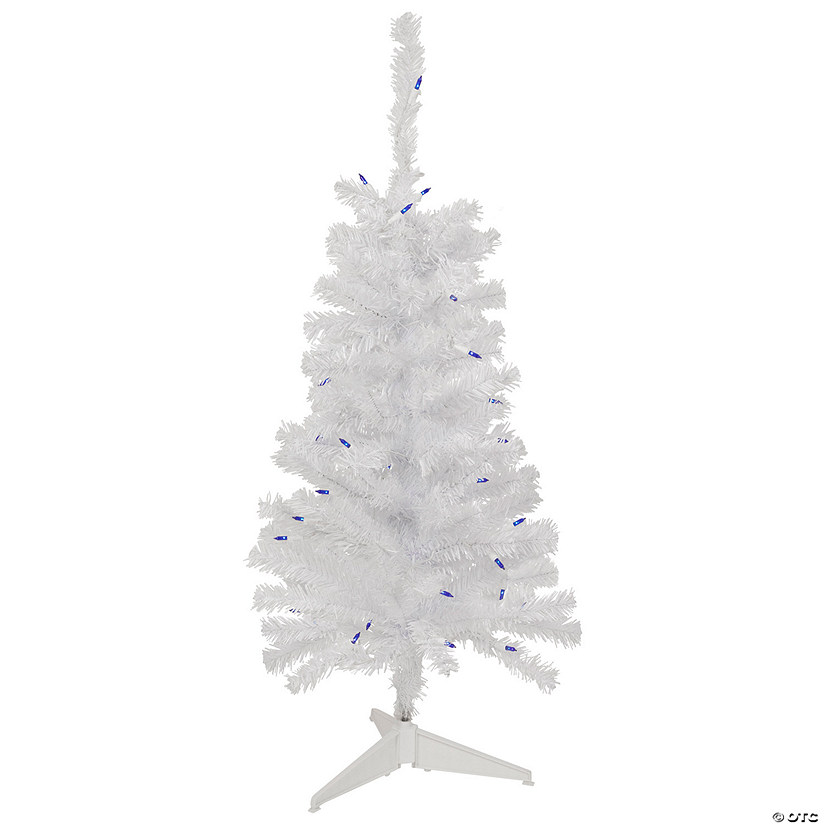 Northlight 3' Pre-Lit Woodbury White Pine Slim Artificial Christmas Tree  Blue Lights Image