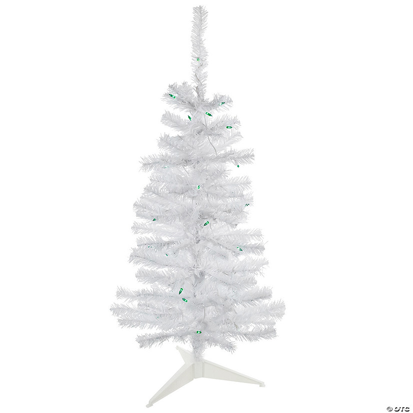 Northlight 3' Pre-Lit Woodbury White Pine Slim Artificial Christmas Tree  Green Lights Image