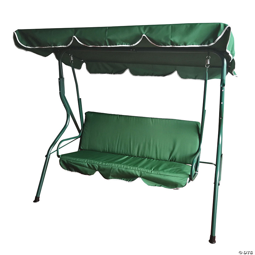 Northlight 3-Seater Outdoor Patio Swing with Adjustable Canopy - Green Image