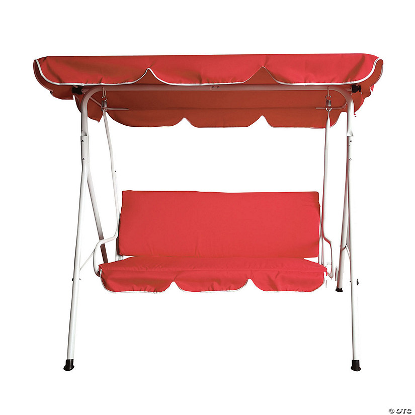 Northlight 3-Seater Outdoor Patio Swing with Adjustable Canopy - Red Image