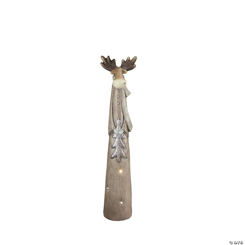 Northlight - 30" Brown and Silver LED Lighted Reindeer Christmas Tabletop Figurine Image
