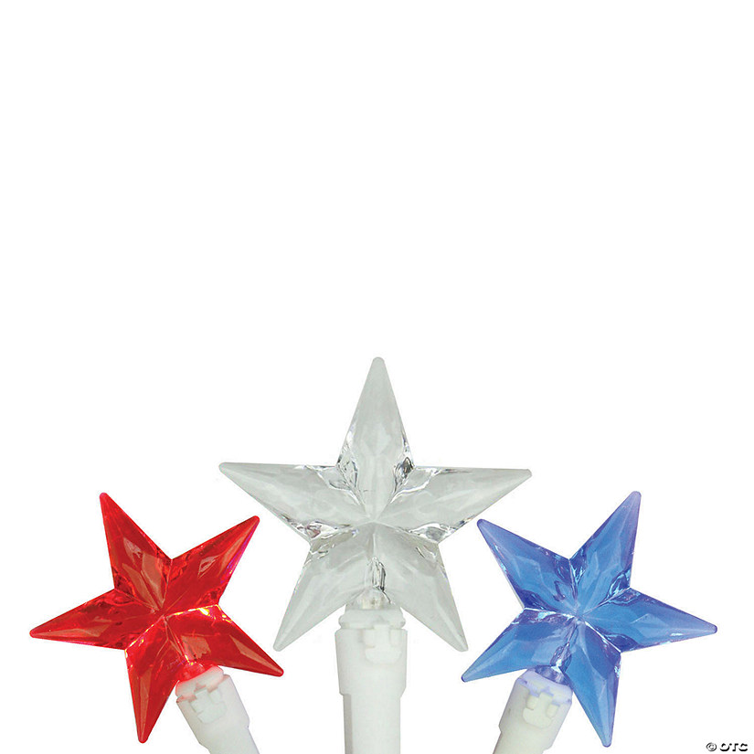 Northlight 30-Count Red and Blue LED Patriotic Star Fourth of July String Light Set  7ft White Wire Image