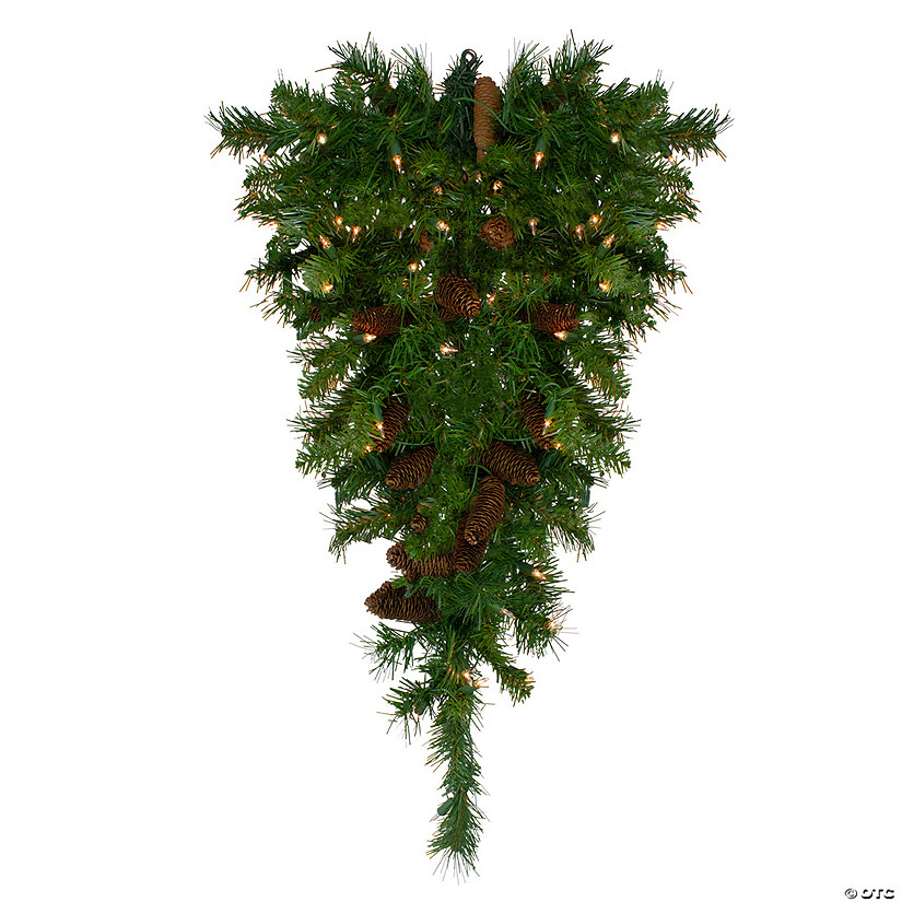 Northlight 30" Pre-Lit Dakota Red Pine Artificial Christmas Teardrop Swag - Clear Dura Lights Image