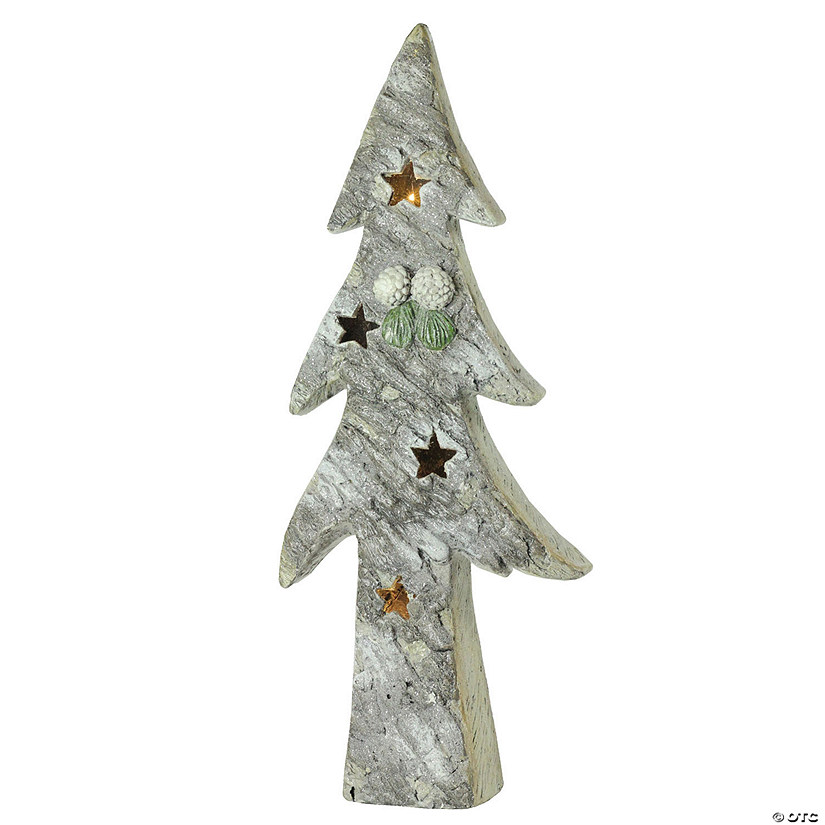 Northlight - 30" White and Green LED Lighted Glitter Artificial Christmas Tree Tabletop Decor Image