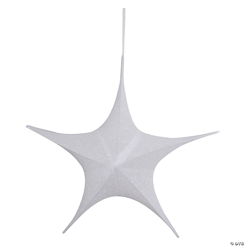 Northlight 30" White Tinsel Foldable Christmas Star Outdoor Decoration Image