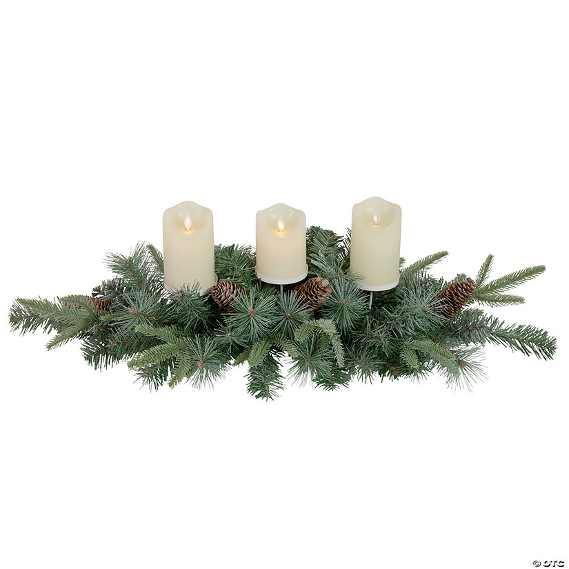 Northlight 32" Artificial Mixed Pine and Pine Cones Christmas Candle Holder Centerpiece Image