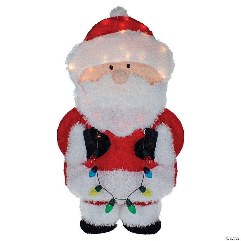 Northlight 32-Inch Lighted Chenille Santa with Lights Outdoor Christmas Decoration Image