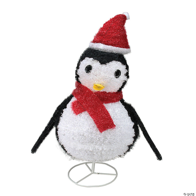 Northlight - 32" Pre-Lit White and Red Penguin Outdoor Christmas Decor Image