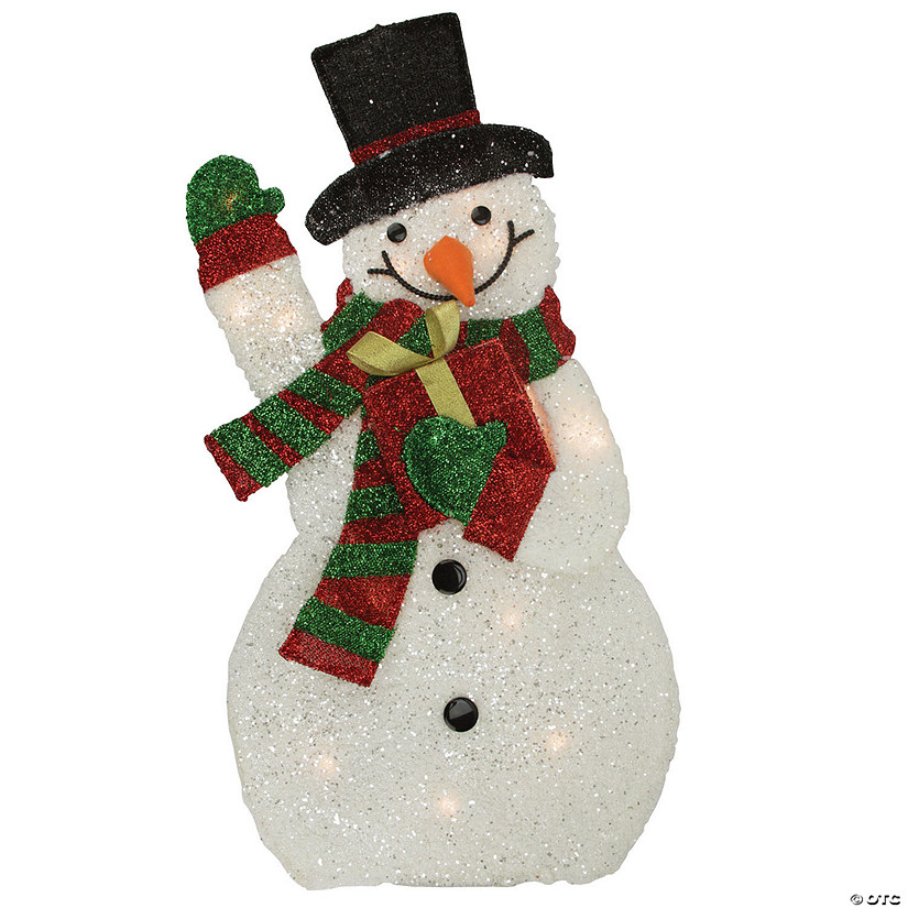 Northlight - 32" White and Red Waving Snowman Outdoor Christmas Yard Decor Image