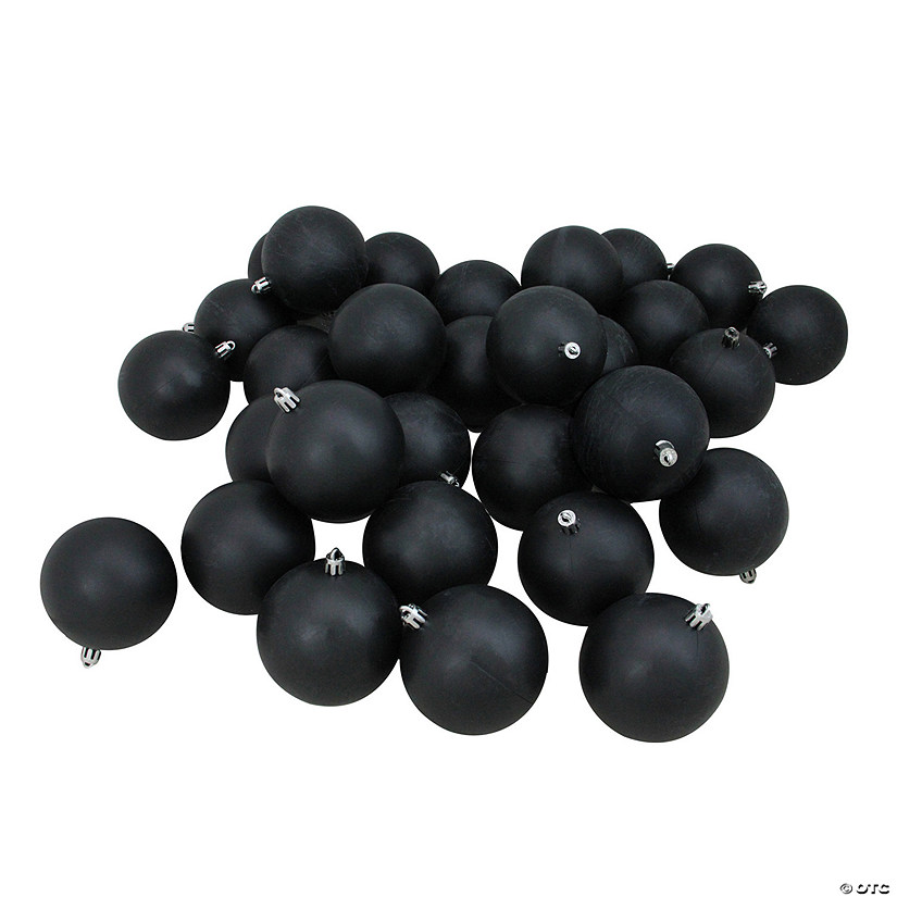 Northlight 32ct Black Shatterproof Matte Christmas Ball Ornaments 3.25" (80mm) Image