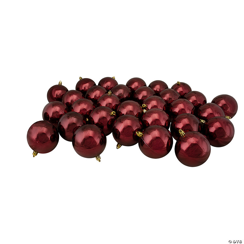 Northlight 32ct Burgundy Red Shatterproof Shiny Christmas Ball Ornaments 3.25" (82mm) Image