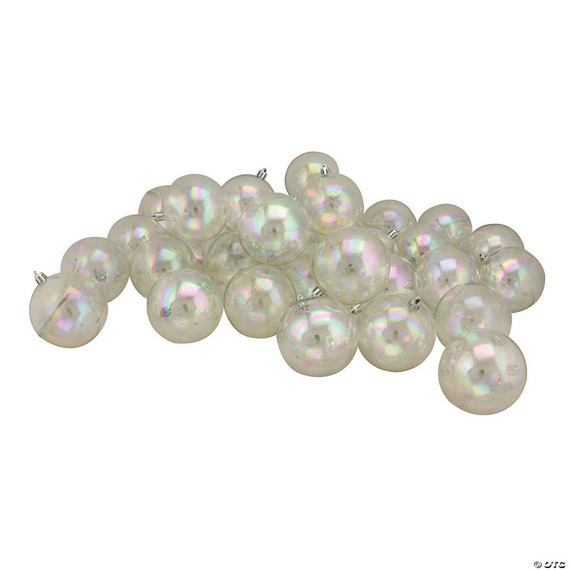 Northlight 32ct Clear Iridescent Shatterproof Shiny Christmas Ball Ornaments 3.25" (80mm) Image