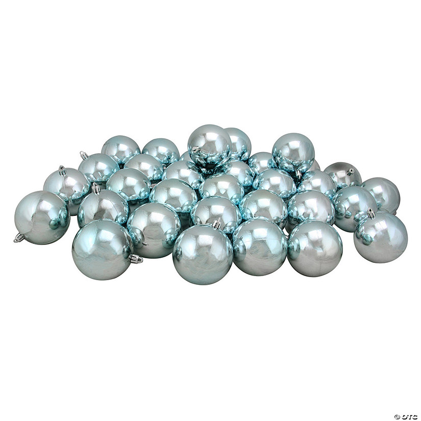 Northlight 32ct Mermaid Blue Shatterproof Shiny Christmas Ball Ornaments 3.25" (80mm) Image