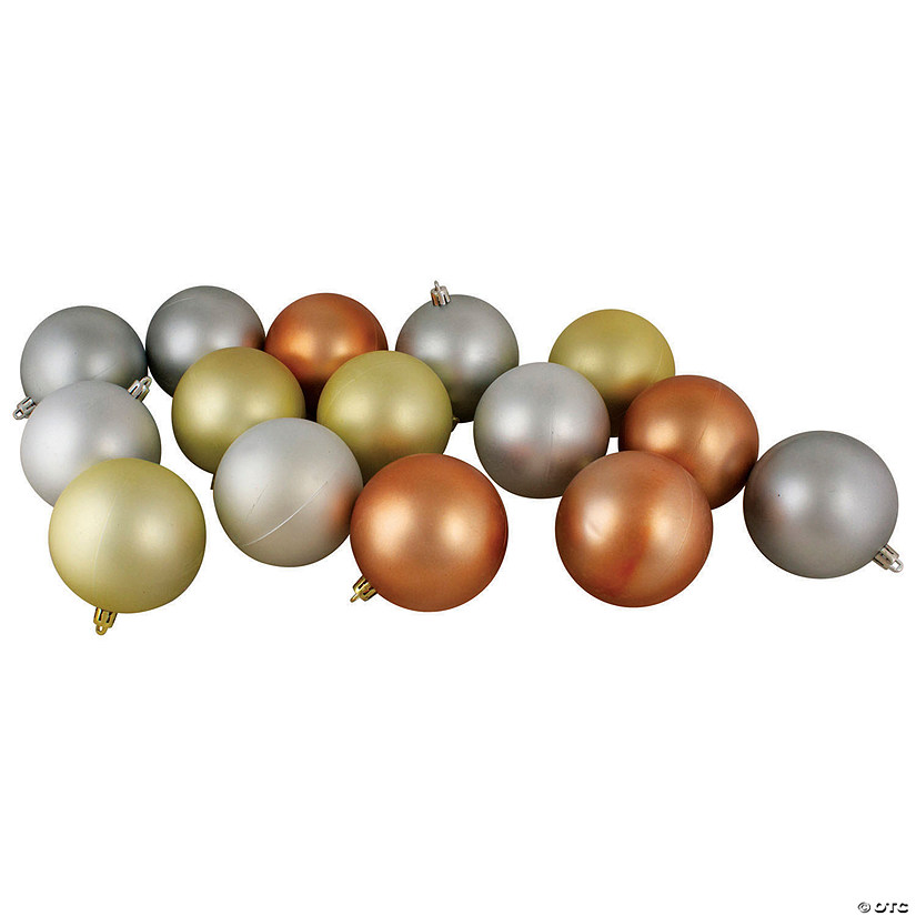 Northlight 32ct Silver  Gold and Almond Shatterproof 2-Finish Christmas Ball Ornaments 3.25" (80mm) Image