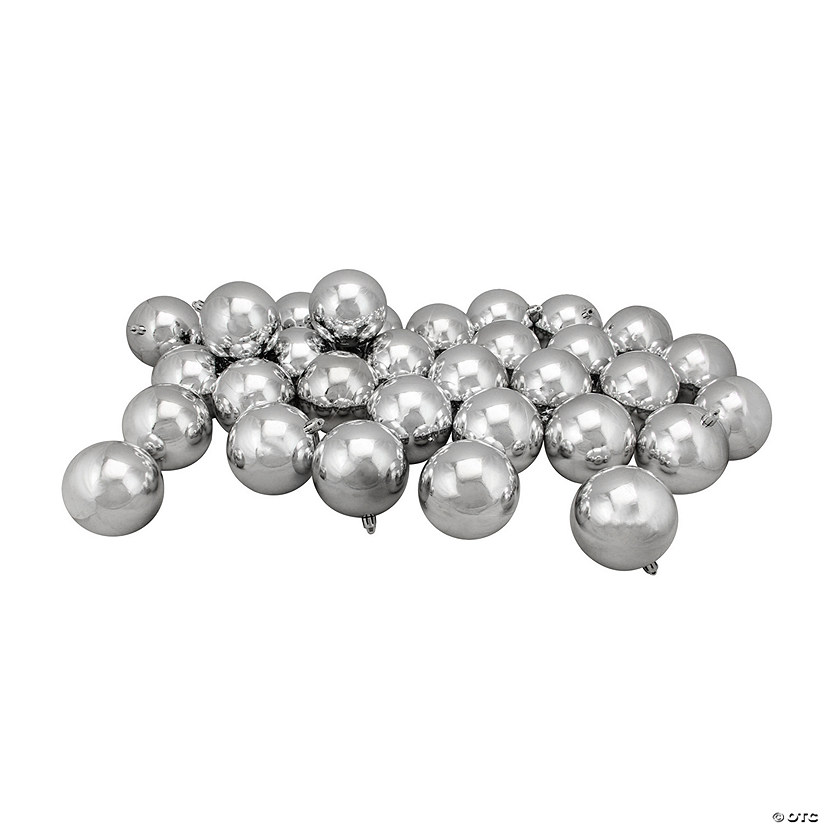Northlight 32ct Silver Shiny Shatterproof Christmas Ball Ornaments 3.25" (82mm) Image