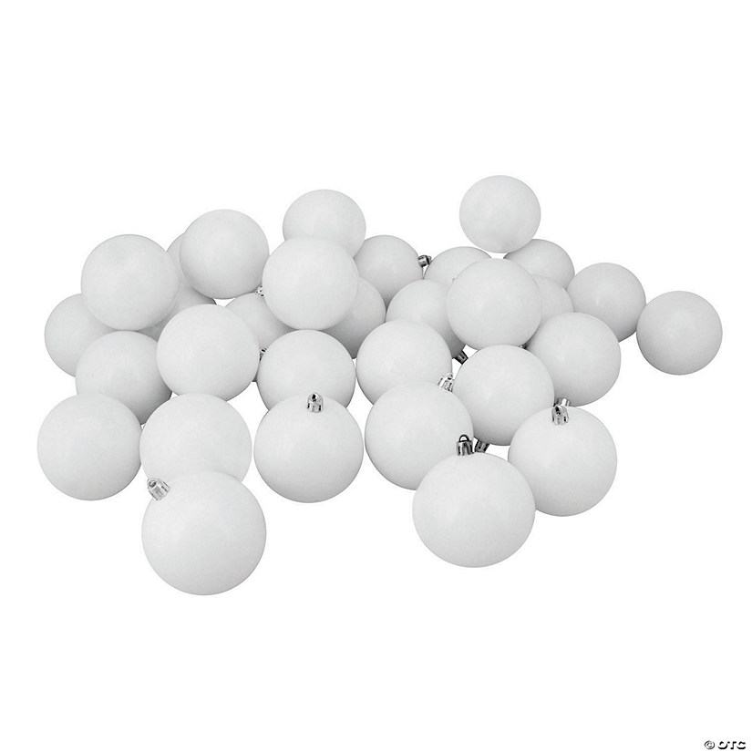 Northlight 32ct Winter White Shatterproof Shiny Christmas Ball Ornaments 3.25 inches 80mm Image