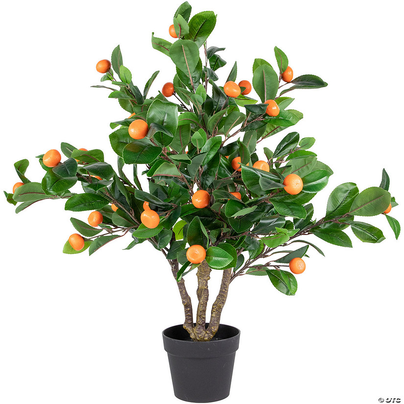 Northlight 34" Artificial Orange Citrus Tree in Black Pot Image
