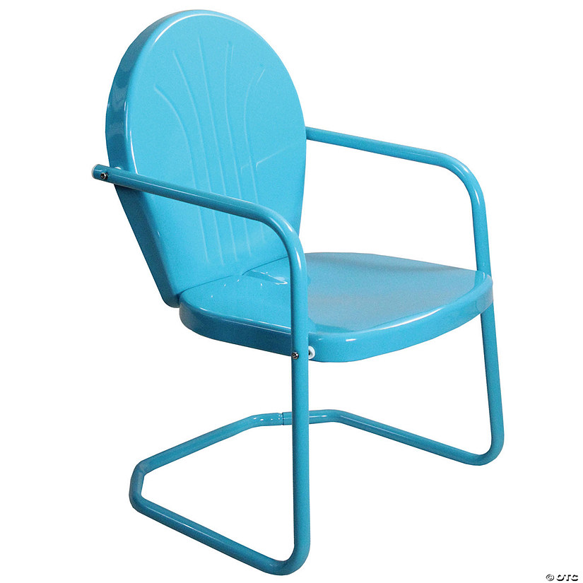 Northlight 34-Inch Outdoor Retro Tulip Armchair  Turquoise Blue Image