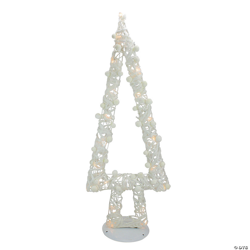 Northlight - 34" Pre-Lit White Battery Operated Glittered Christmas Tree Decor Image