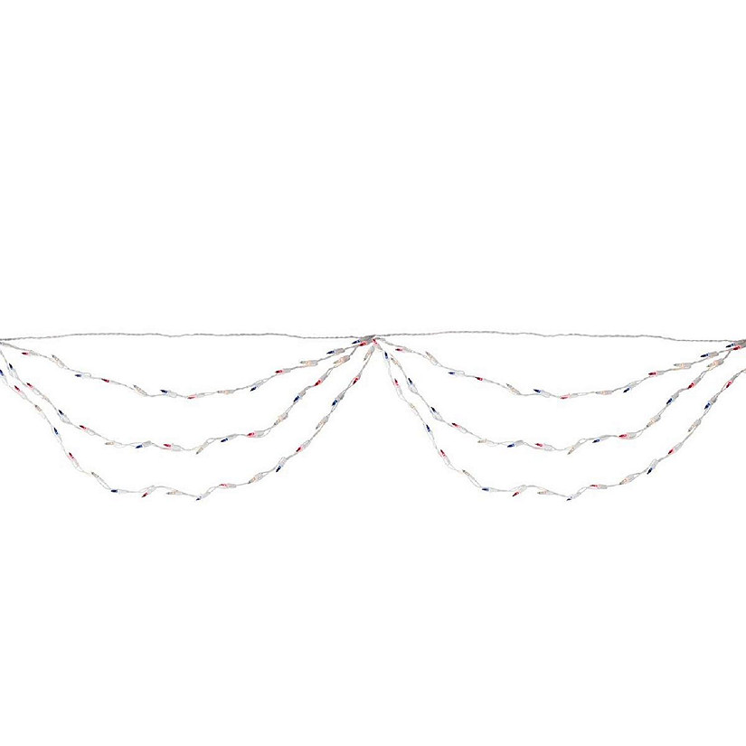 Northlight 34175076 Red Blue & Clear 4th of July Mini Swag Lights - 6 ft. White Wire - 100 Count Image