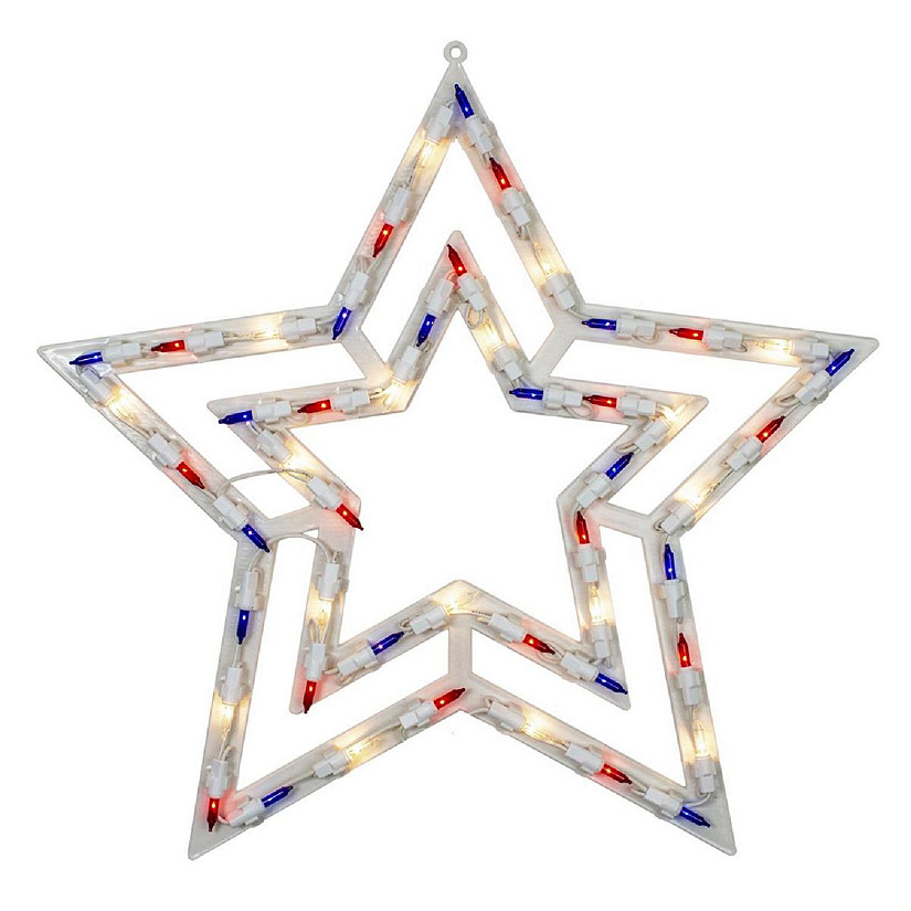 Northlight 34175087 17 in. Lighted Red White & Blue Patriotic Star Window Silhouette Decoration Image