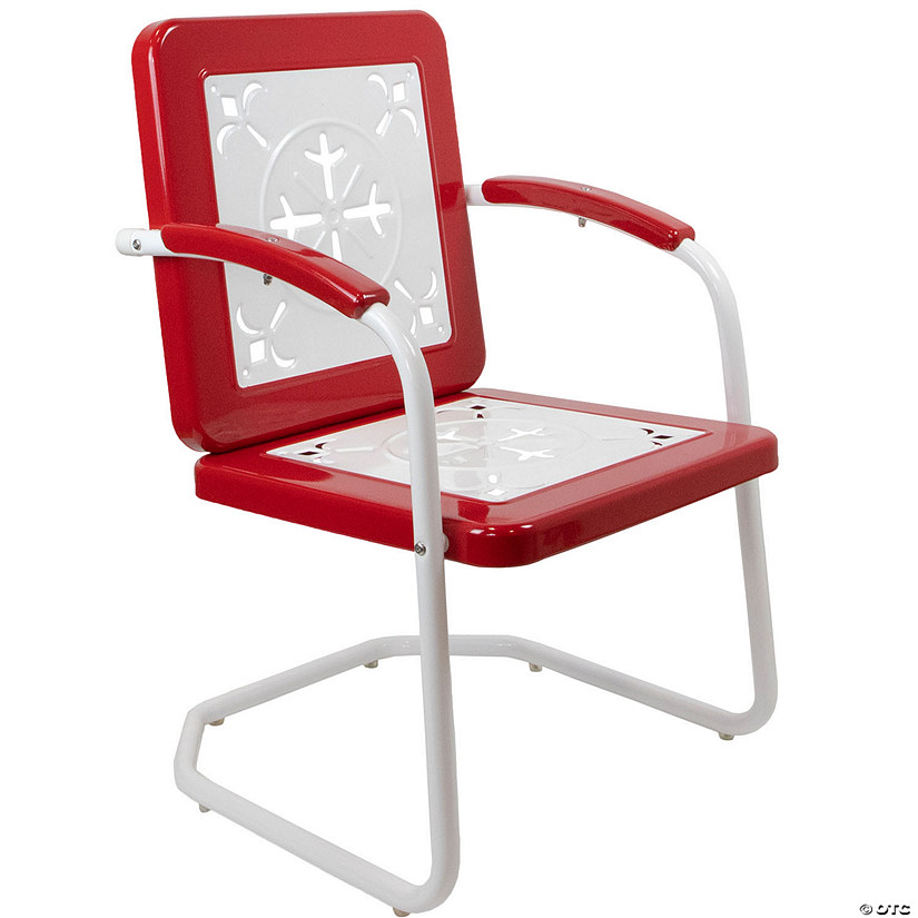 Northlight 35" Square Outdoor Retro Tulip Armchair Red and White Image